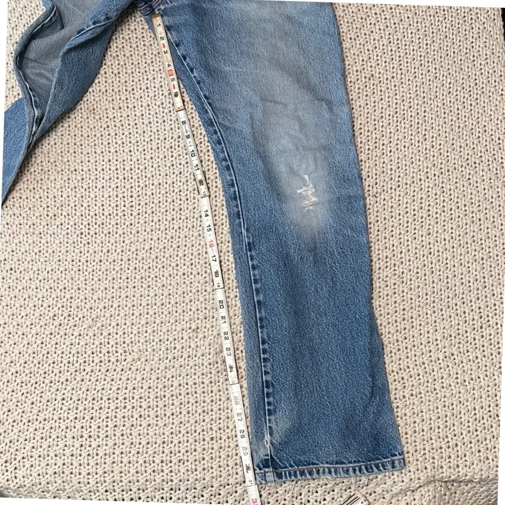 Y2K Levi's 517 Boot Cut Jeans Blue Made In USA Distressed Mens 34x32